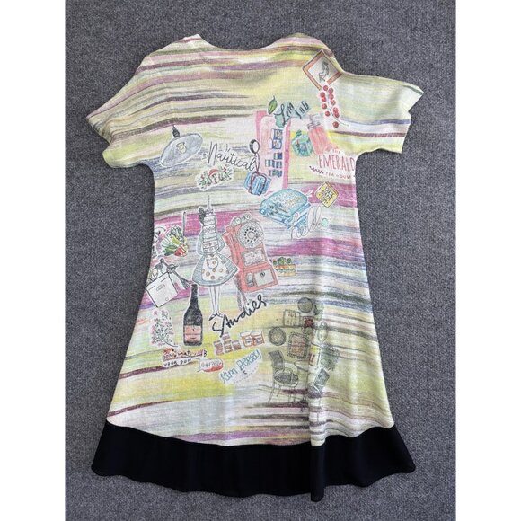 Inoah Dress Womens Small Multicolor A-Line Stripe Print Ruffle Hem Made in USA - Picture 5 of 5